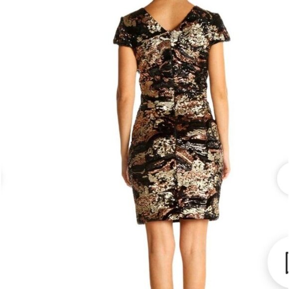 Dress the population Sequin Evening Dress Brown Sz. L - Picture 4 of 8